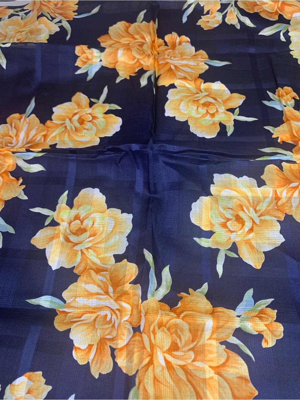 Yves Saint Laurent Floral Mini Scarf - Yellow & Navy